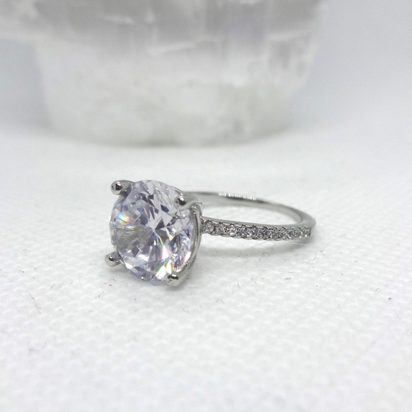 925 Sterling Silver 3 CT  Solitaire Ring - Picture 7 of 9